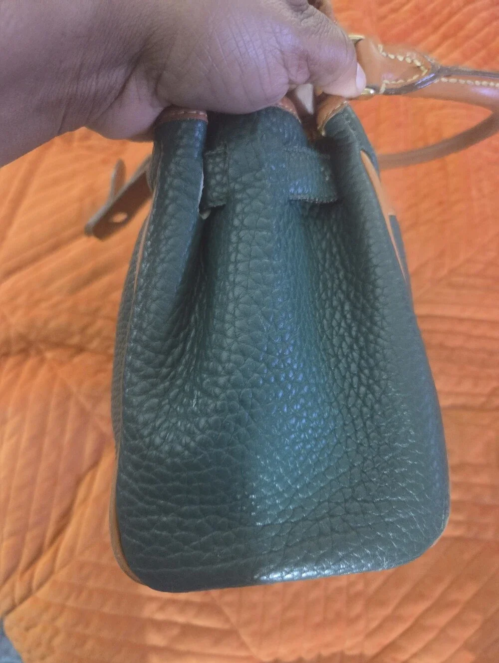 Vintage Dooney & Bourke AWL Green Equestrian Satchel